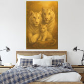 White Tiger Family – Fine Art Premium Canvas キャンバスプリント (インサイチュ (寝室))