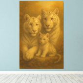 White Tiger Family – Fine Art Premium Canvas キャンバスプリント (インサイチュ (ウッドフロア))