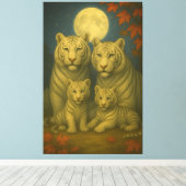 White Tiger Family of Four – Moonlit Autumn Fine A キャンバスプリント (インサイチュ (ウッドフロア))
