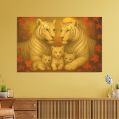 White Tiger Family – Ultra Premium Fine Art Canvas キャンバスプリント (インサイチュ (リビング))