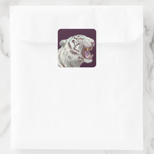 White Tiger Fierce Pose – Sticker スクエアシール (バッグ)