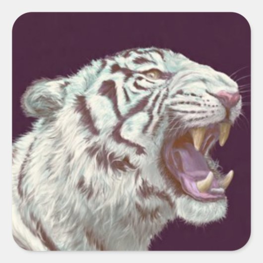 White Tiger Fierce Pose – Sticker スクエアシール (正面)