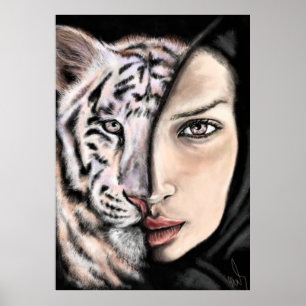 White Tiger Girl - Emotionポスタ絵画ー – Art ポスター