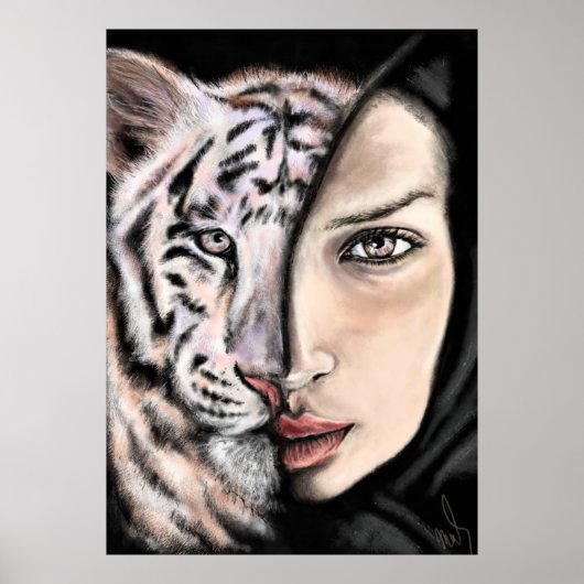 White Tiger Girl - Emotionポスタ絵画ー – Art ポスター (正面)