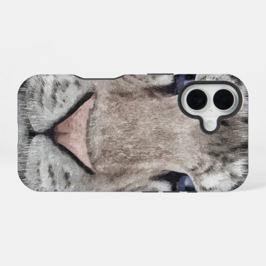 White Tiger Head Wildlife Aesthetic iPhone 16ケース (裏面横)