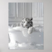 White Tiger in Bathtub Art Print Cheetah Poster Ba ポスター (正面)
