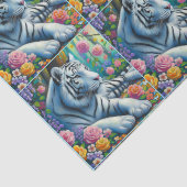 White Tiger in Forest w/Flowers Decoupage 薄葉紙 (詳細)