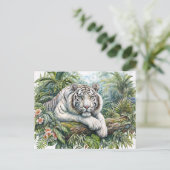 White Tiger In Jungle Watercolor Art ポストカード (スタンド正面)