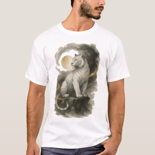 【White Tiger Japanese Ink Art T-Shirt】 Tシャツ (正面)