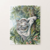 White Tiger Jungle Watercolor Puzzle ジグソーパズル (縦)