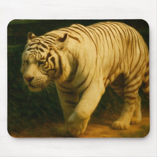 White Tiger Majesty – Stylized Wildlife Art Print マウスパッド (正面)