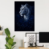 White Tiger Portrait – Calm Power and Silent Gaze ポスター (ホームオフィス)