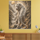 White Tiger Relief Art – Oriental Engraved Style M キャンバスプリント (インサイチュ (リビング))