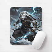 White Tiger Samurai Warrior Blue Lightning Gaming マウスパッド (マウス)