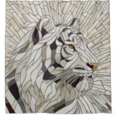 White tiger - Stained Glass Mosaic Digital Art シャワーカーテン (正面)
