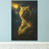white tiger, tiger art, big cat art, wildlife pain キャンバスプリント (インサイチュ (ウッドフロア))