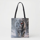 White Tiger tote bag, cyber wildlife sci-fi fashio トートバッグ (正面)