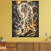 White Tiger Turning Back Guardian Power キャンバスプリント (インサイチュ (リビング))