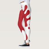 White & Tomato Red Splash Leggings – Customizable レギンス (左)
