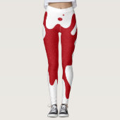 White & Tomato Red Splash Leggings – Customizable レギンス (正面)