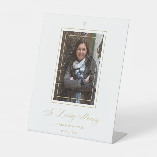 White Traditional & Elegant Golden Photo Funeral 台座サイン (正面)