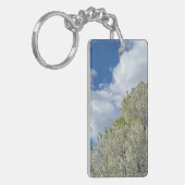 White Tree Blue Sky Clouds Photo キーホルダー (正面左)
