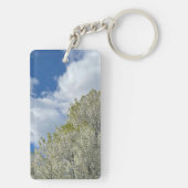 White Tree Blue Sky Clouds Photo キーホルダー (裏面)