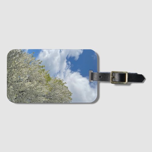 White Tree Blue Sky Clouds Photo ラゲッジタグ (正面横)
