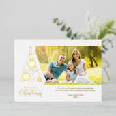 White Trendy Luxury Christmas Tree Photo 箔シーズンカード (立ち正面)