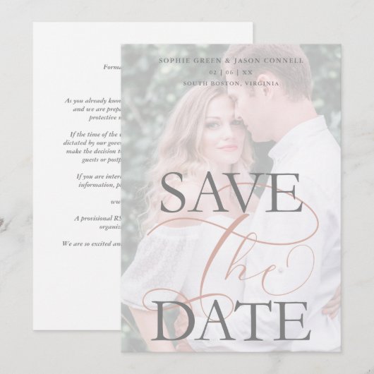 White Trendy Transparency Effect Photo Wedding (正面/裏面)