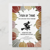 White Trick or Treat Spooky Flying Witch Pumpkins シーズンカード (正面)