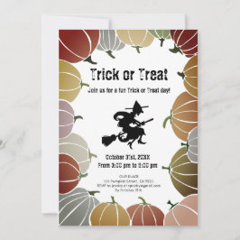 White Trick or Treat Spooky Flying Witch Pumpkins シーズンカード