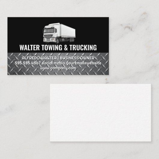White Trucking Logo | Steel Trim | Logistics  名刺 (正面/裏面)