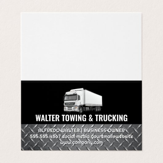 White Trucking Logo | Steel Trim | Logistics 名刺 (外部フラット)