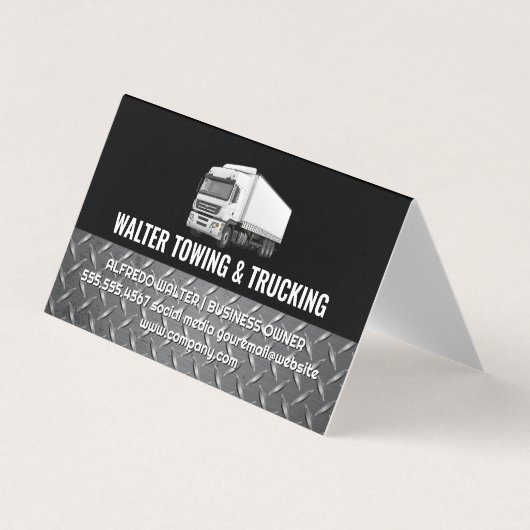 White Trucking Logo | Steel Trim | Logistics  名刺 (正面)