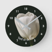 White Tulip Flower Personalized ラウンド壁時計 (正面)