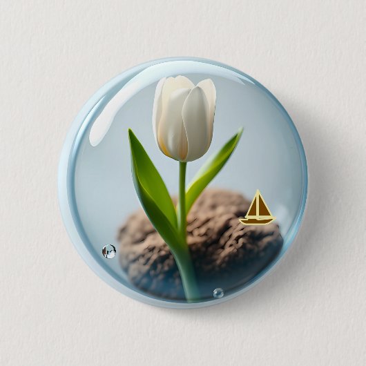 White Tulip in a Bubble 缶バッジ (正面)