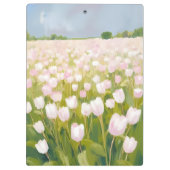 White Tulips Flower Field Painting クリップボード (裏面)