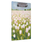 White Tulips Flower Field Painting クリップボード (右)