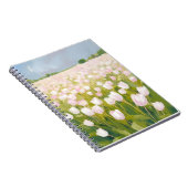 White Tulips Flower Field Painting ノートブック (右側)