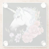 White Unicorn and Flowers ガラスコースター (裏面)