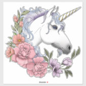 White Unicorn and Flowers シール (シート)