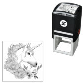 White Unicorn and Flowers セルフインキングスタンプ (インサイチュ)