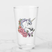 White Unicorn and Flowers タンブラーグラス (正面)