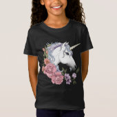 White Unicorn and Flowers Tシャツ (正面)