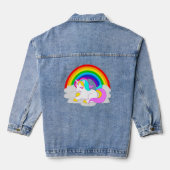 White Unicorn on Cloud Rainbow Women's デニムジャケット (裏面)