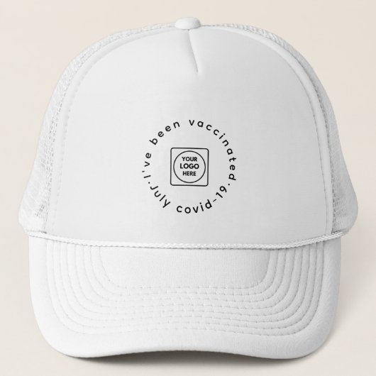 White Vaccinated Staff Hat | Custom Business Logo キャップ (正面)