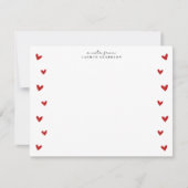 White Valentine Heart Border Note Card 招待状 (正面)