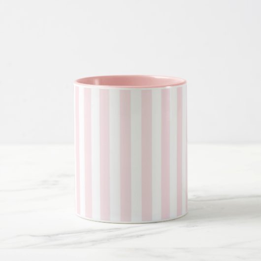 White Vertical Striped Mug with Light Pink Lines  マグカップ (中央)