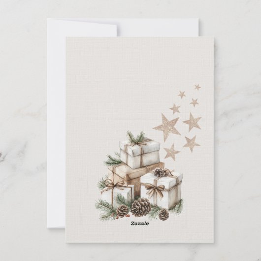 White vintage Christmas party invitation  招待状 (裏面)